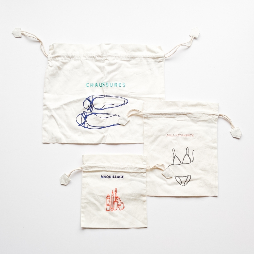 SET of 3 J.Crew Makeup Shoe Underwear Bags